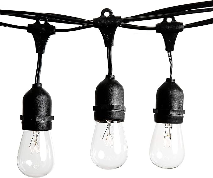 50' Bistro Lighting - Black Wire